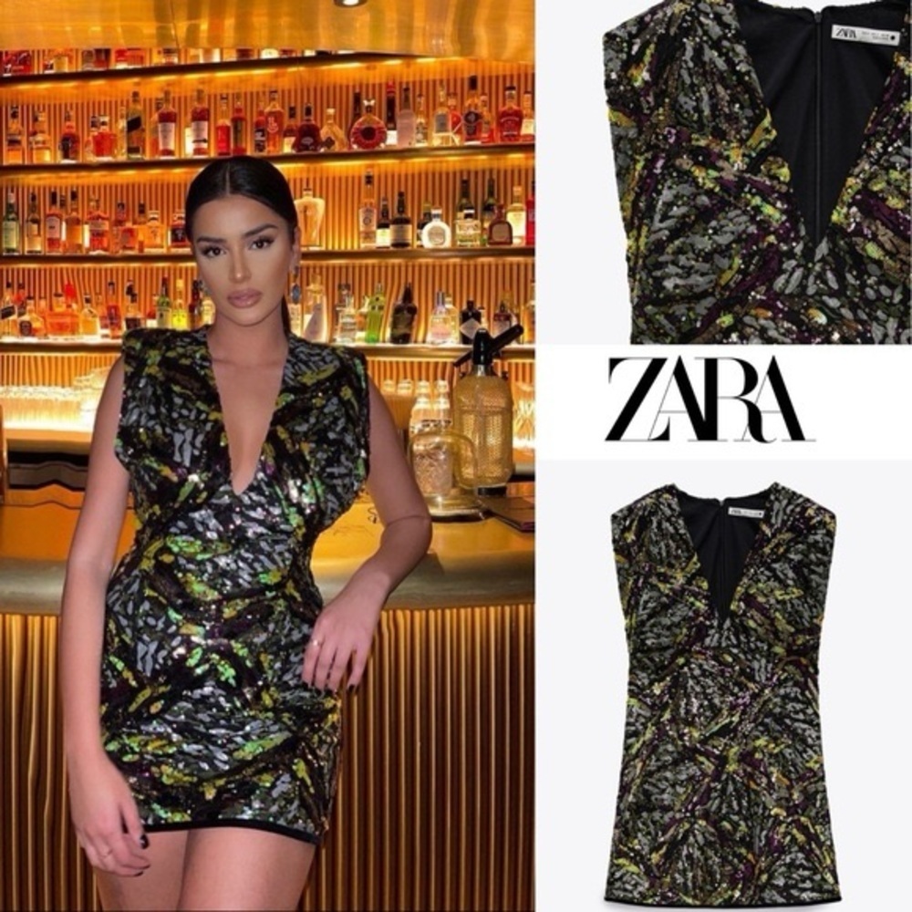 NWT Zara Multicolor Sequin Mini Dress
